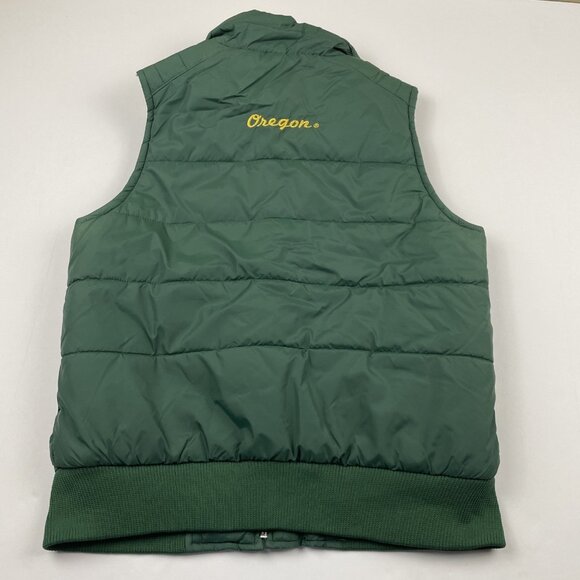 Oregon Ducks Puffer Vest Men’s M Green Full Zip Sleeveless Zip Pockets - Picture 2 of 7